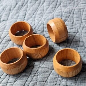 Napkin Rings‎ Wood Set Of 5 Boho Decor Mid Century Modern